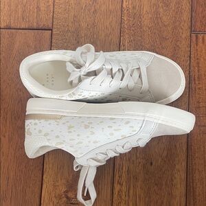 A New Day White Sneakers with Gold Dots
